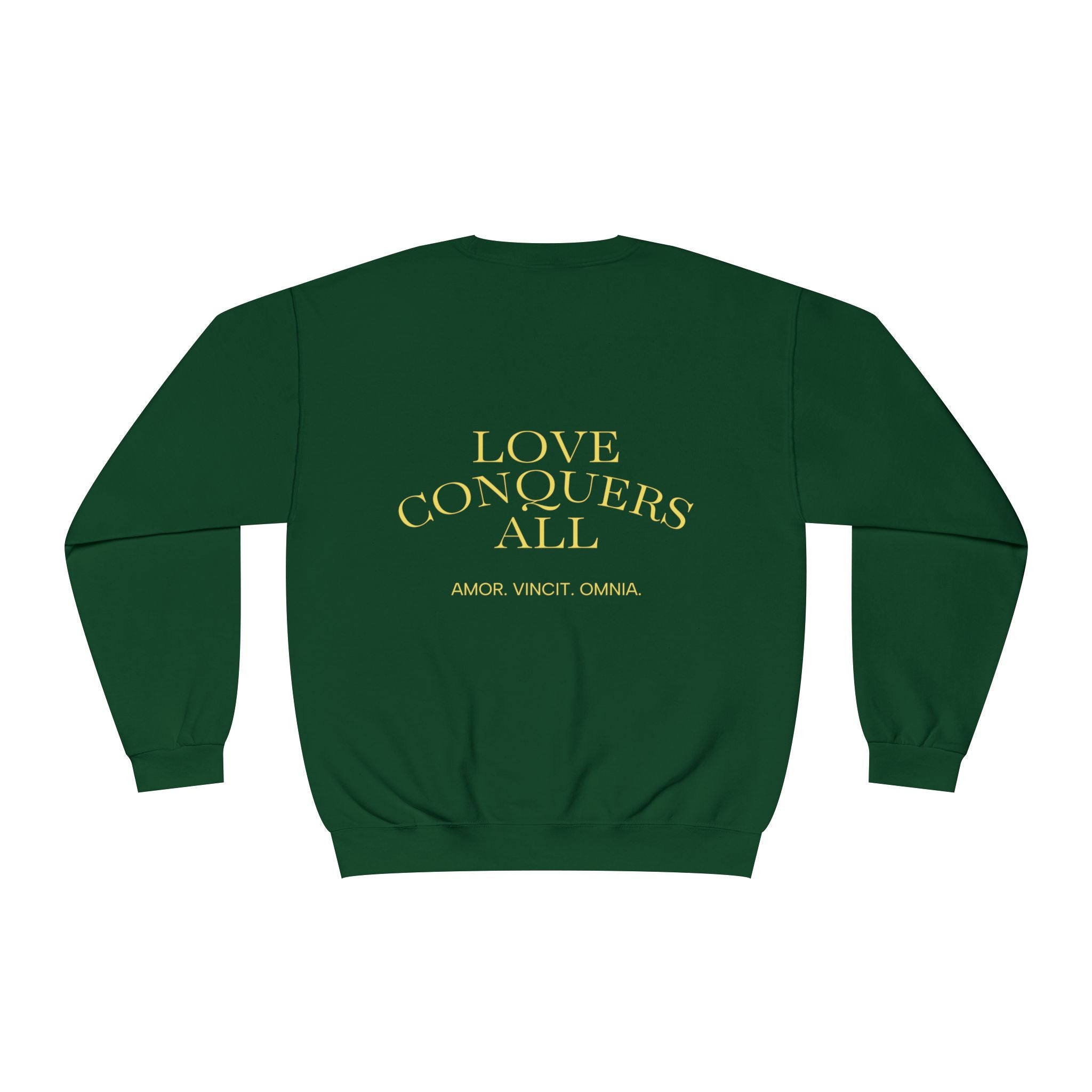 Love Conquers All Crewneck Sweatshirt — "Amor Vincit Omnia" Minimal Cotton Pullover