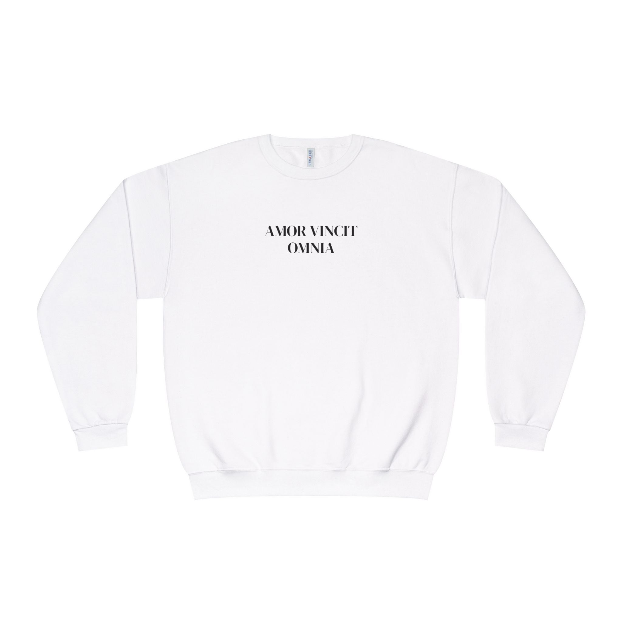 Love Conquers All Crewneck Sweatshirt — "Amor Vincit Omnia" Minimal Cotton Pullover
