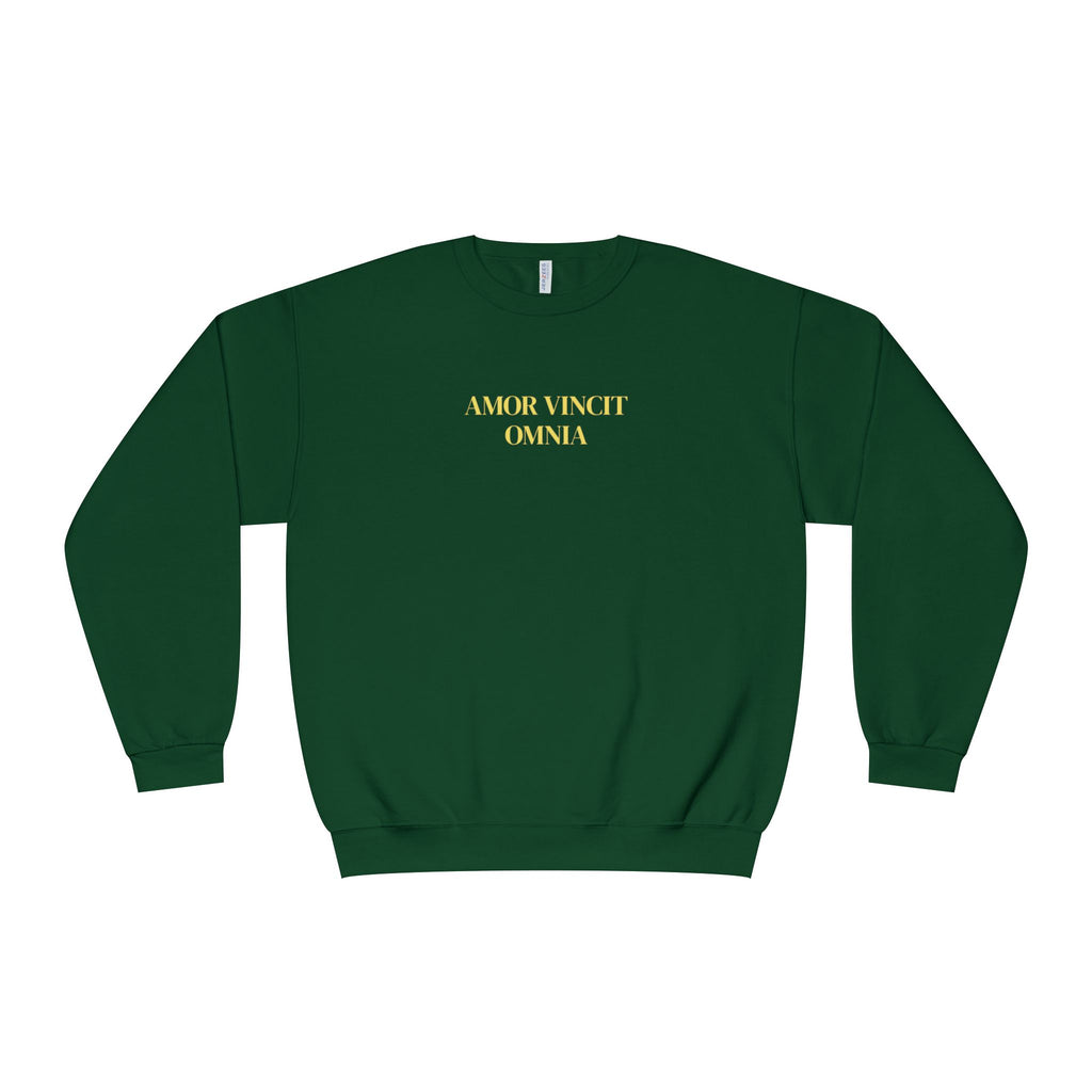 Love Conquers All Crewneck Sweatshirt — "Amor Vincit Omnia" Minimal Cotton Pullover