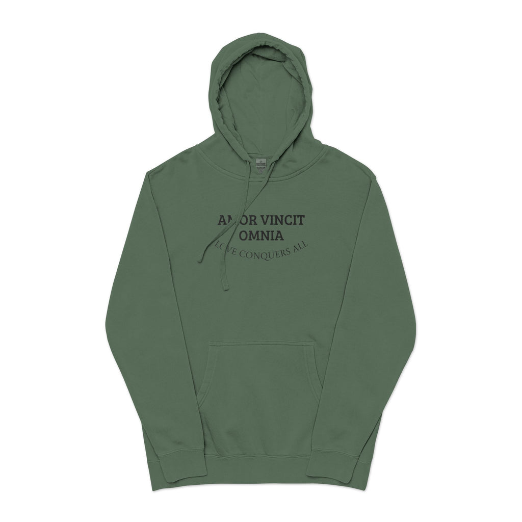 Amor Vincit Omnia Hoodie — Pigment-Dyed Sweatshirt